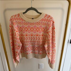 Patterned Cream and Pink Sweater